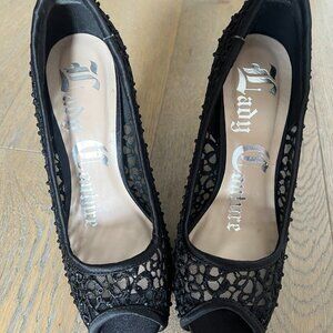 Lady Couture Festive Evening Open-Toe Heels with subtle sophisticated Sparkle